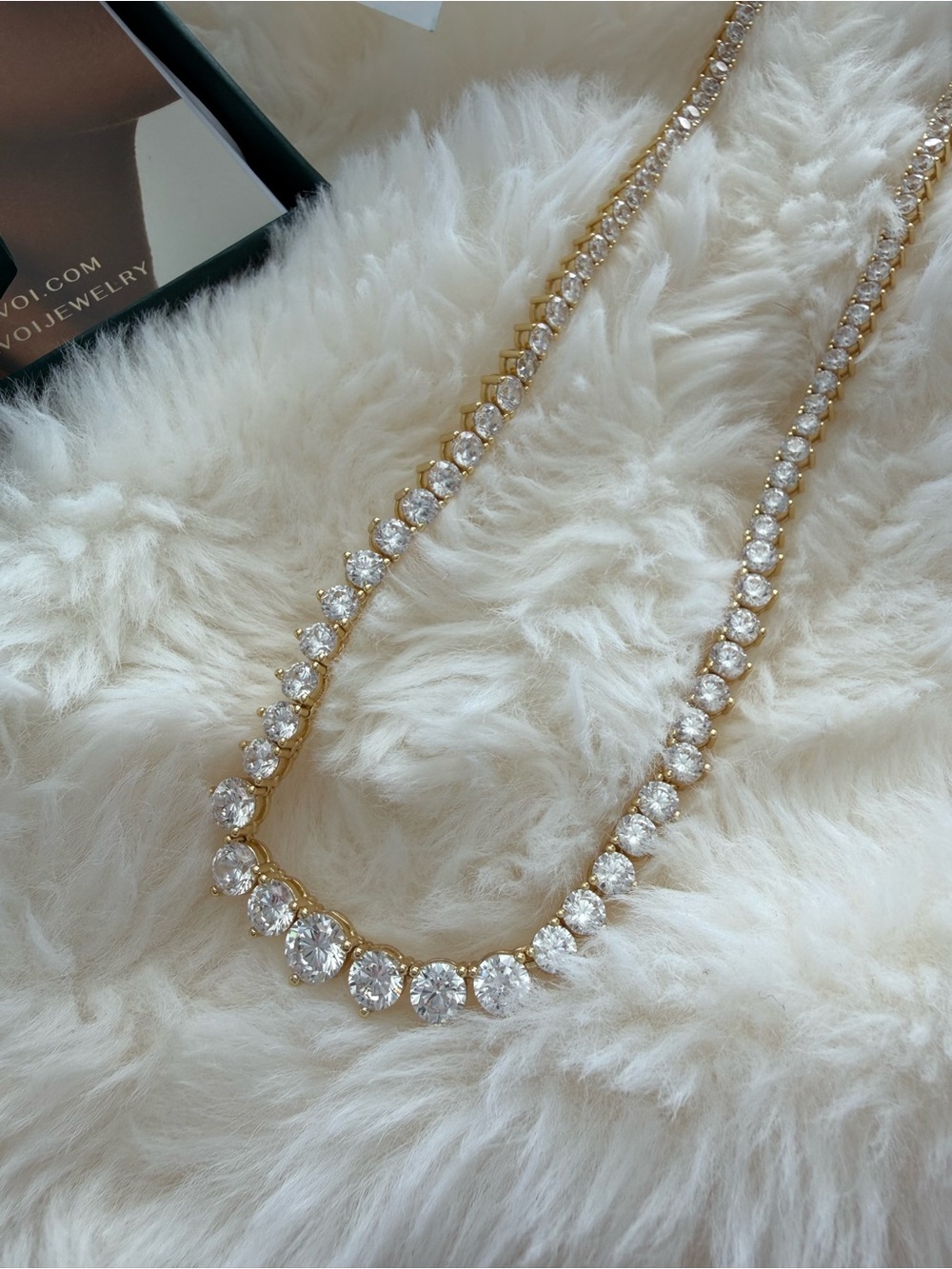 PAVOI | 14K Gold Plated Bridal Tennis Necklace - Picture 2 of 6